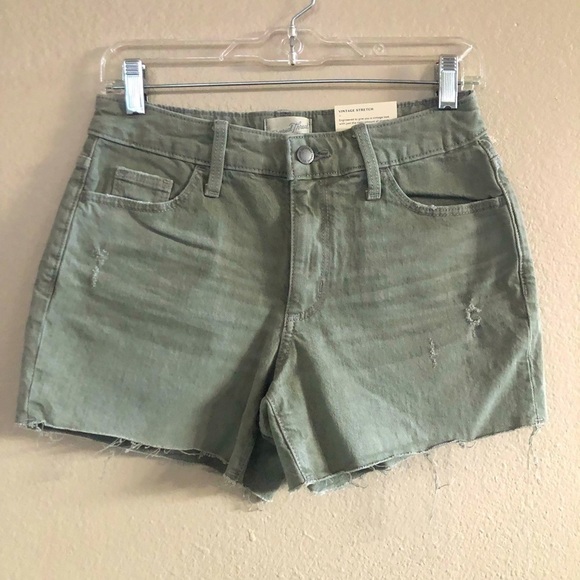Universal Thread High Rise Vintage Midi Distress Stretch Raw Hem Shorts Sz 2/26 - Picture 1 of 12